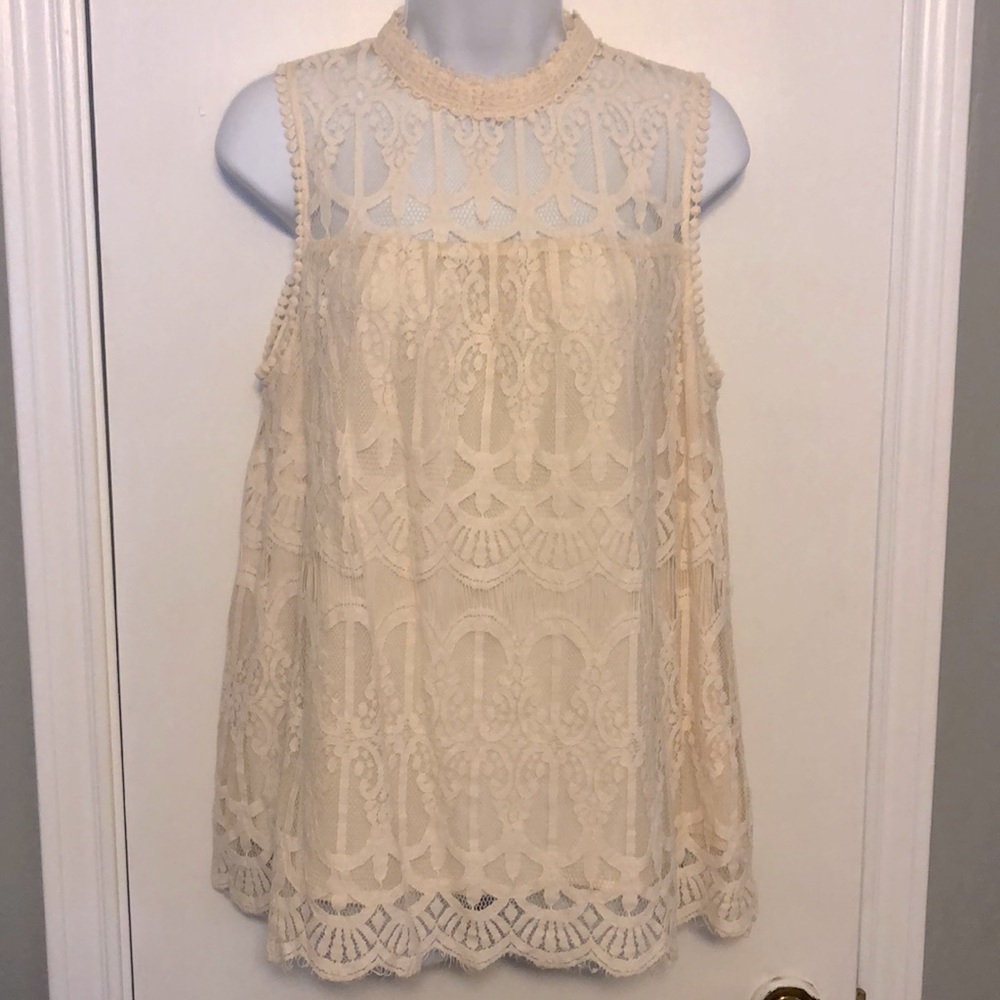 Ladies size Medium cream lace over top